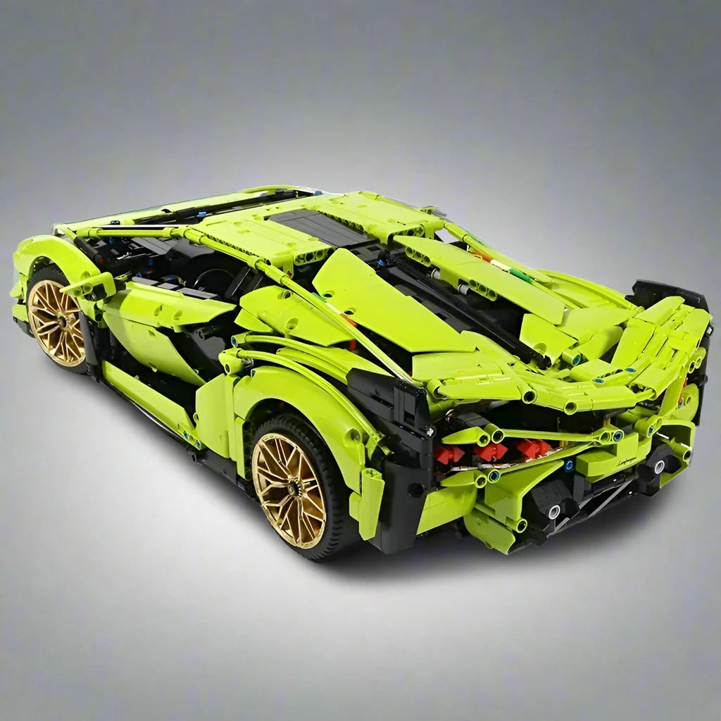 Green Sports Car MOC Building Blocks Kit 1:8 Scale Sports Car Model Toys No Power Pack Boy Birthday Gift for Adults 3696pcs