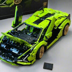 Green Sports Car MOC Building Blocks Kit 1:8 Scale Sports Car Model Toys No Power Pack Boy Birthday Gift for Adults 3696pcs